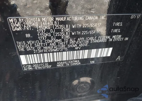 2017 Toyota Rav4 Xle from USA, damaged, VIN 2T3RFREV9HW673715
